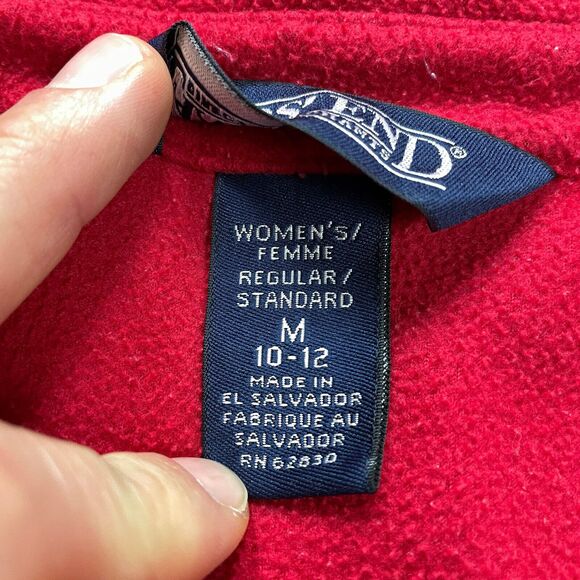 Lands' End Fleece Jacket Womens Medium 10-12 Red Soft Collared Outdoor Button Up - Picture 5 of 10